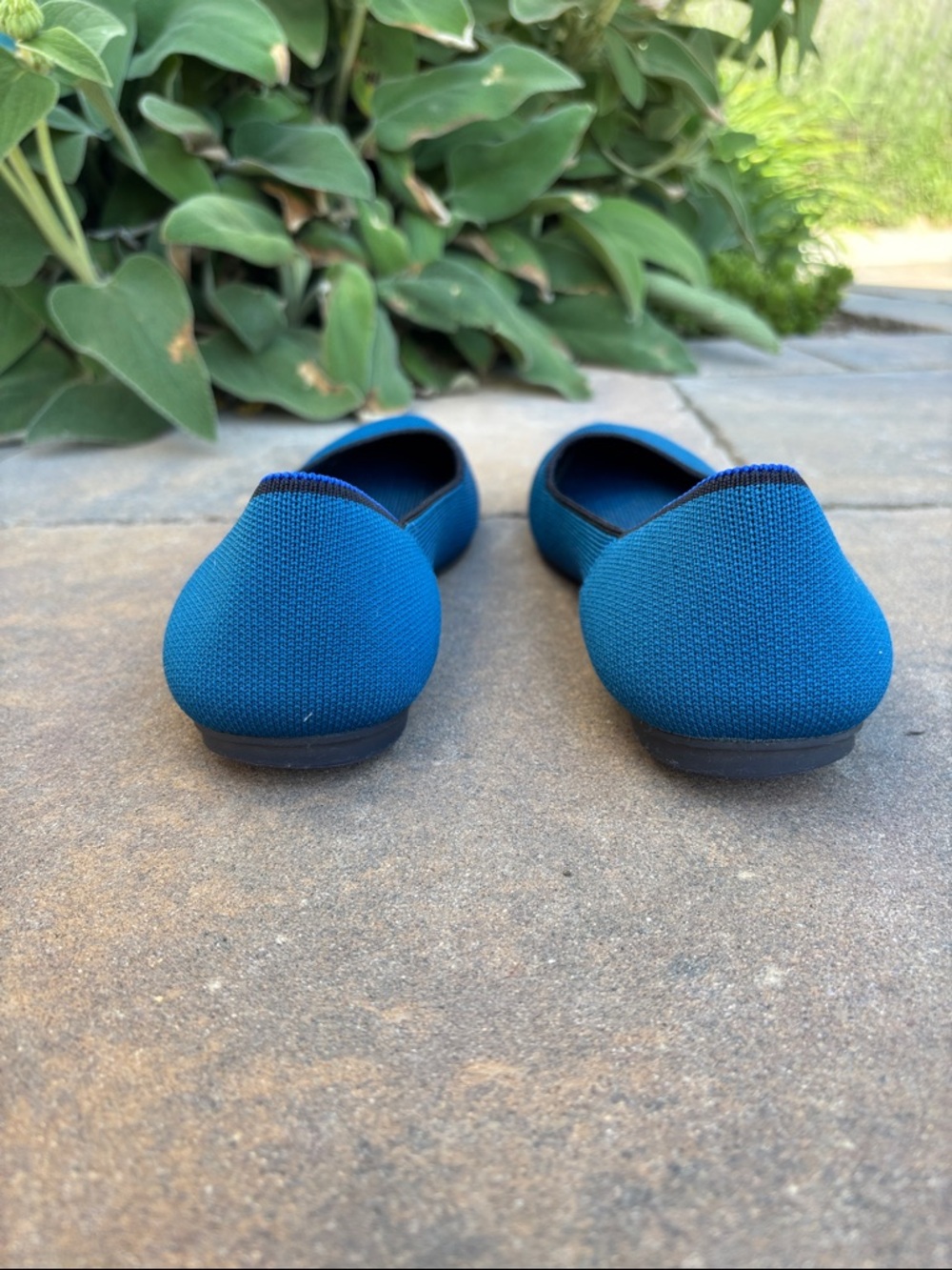 Rothy's Retired Round Toe Electric Blue Knit Slip-On Flats - Picture 5 of 16